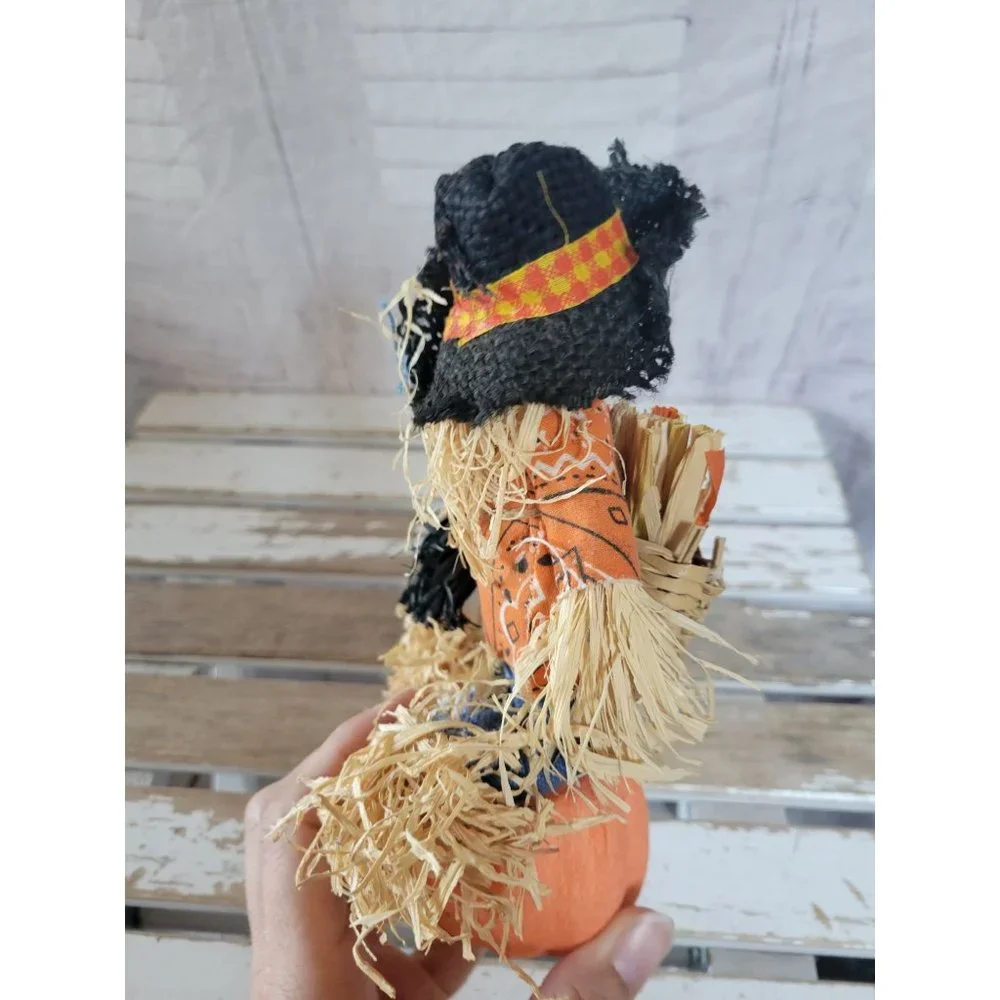 Country folk‎ art scarecrow skeleton pumpkin fall Halloween home decor vintage